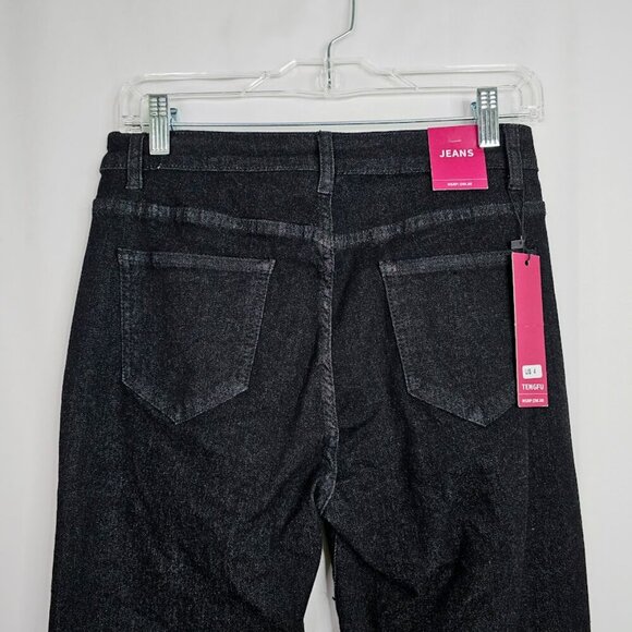 NWT Women's TENGFU Flare Leg Jeans BLACK size 4 High Rise Denim Bootcut Chic - Picture 6 of 6